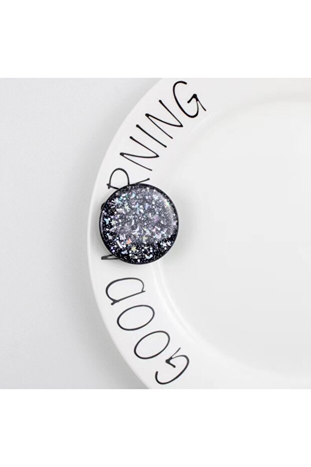 black Round Glitter Phone Holder Ring Holder Universal Mobile Phone Finger Grip Holder Is Suitable f