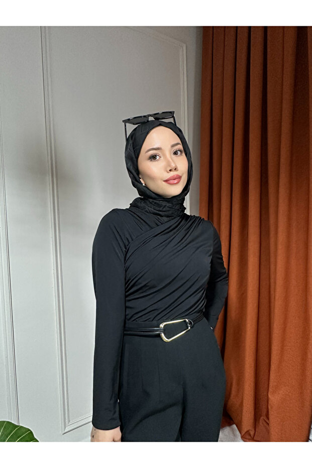 Drapeli Tesettür Kadın Bluz - 1