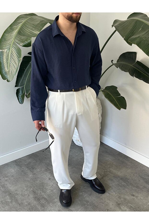 Keten Oversize Gömlek - 4