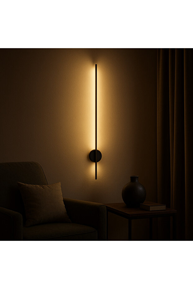 Modern Dekoratif Aplik Aç-kapa Düğmeli Led Duvar Aplik 70 Cm Siyah 1 Adet LEDOVYA (Pilli Değildir) - 4