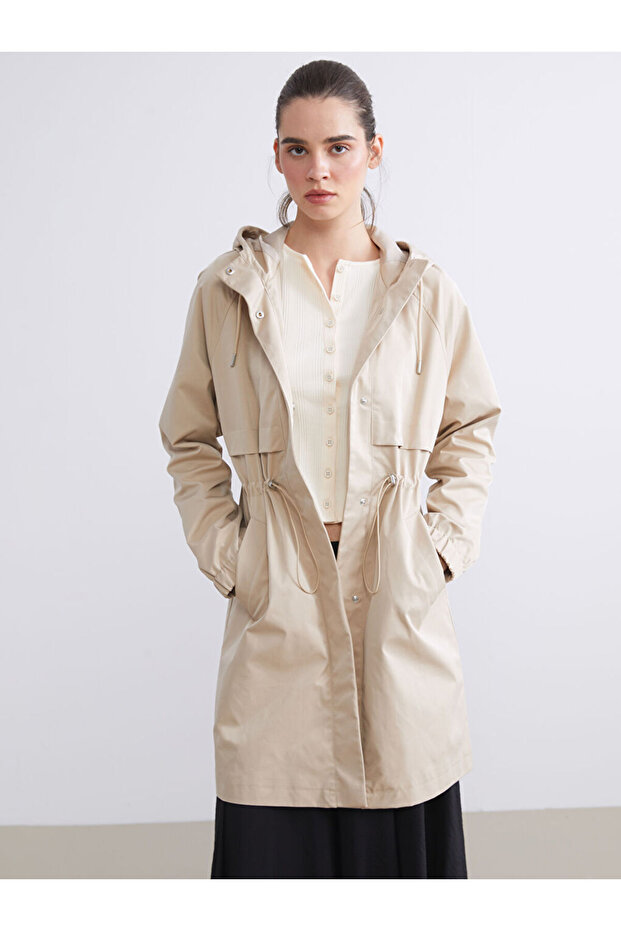 Shining Store'dan Işıltılı Seçimler | Kapüşonlu Kadın Trençkot - 1