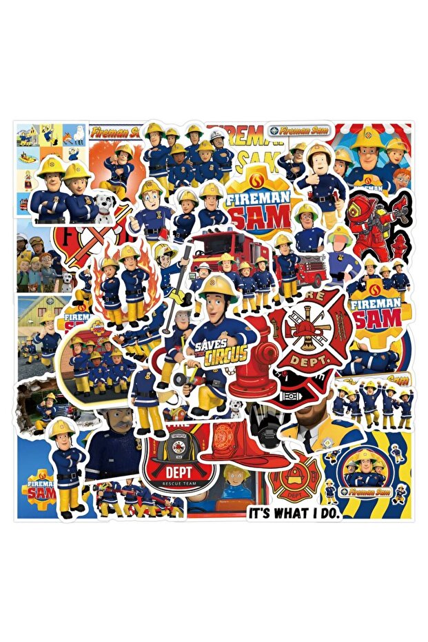 ملصقات متعددة الألوان 55 قطعة من Fireman Sam للأمتعة والكمبيوتر المحمول والغيتار والهاتف والمفكرة ومقاومة للماء والكتابة على الجدران
