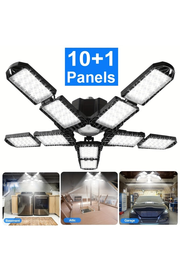 10 لوحات LED لإضاءة المرآب مع 5/8/10 لوحات قابلة للتعديل إضاءة سقف فائقة السطوع E27/E26