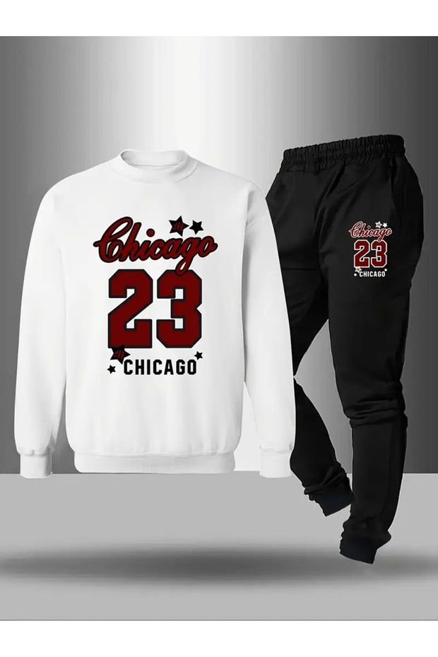 Children's Printed Crew Neck Sweatshirt and Sweatpants Set 3 Thread Raster for Autumn/Winter