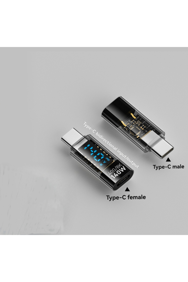 Black C to C NNBILI Type C Power Meter Tester PD140W LED Display Fast Charging Cable Adapter USB4.0