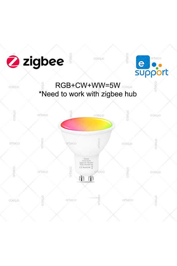 1 قطعة لمبة GU10 Zigbee (5W) EWelink E27 E14 GU10 لمبة ذكية WiFi Zigbee، لمبة LED قابلة للتعتيم RGB C