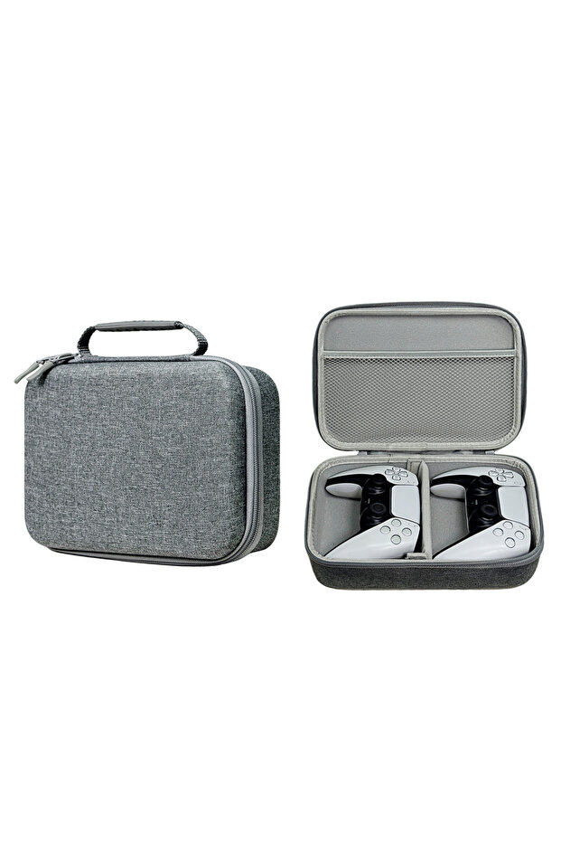 Grey Dual controller storage bag portable EVA bag suitable for PS 5 PS 4 various game controllers, h