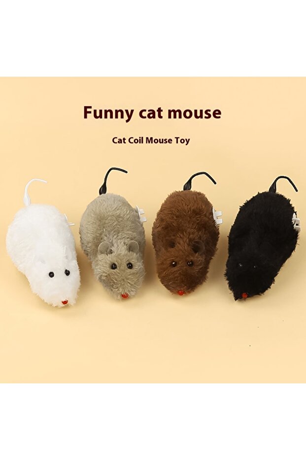 1pc 1 random color Fun and Interactive Plush Wind-Up Mouse Toy for Cats Dogs and Kids Mechanical Mov
