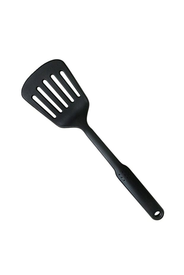 Black Portable Solid Slotted Spoon Nylon Black Non Stick Cooking Serving Kitchen Heat Resistant Cook