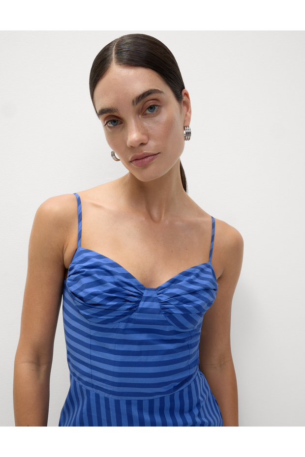 Çizgili Askılı Elbise - 3