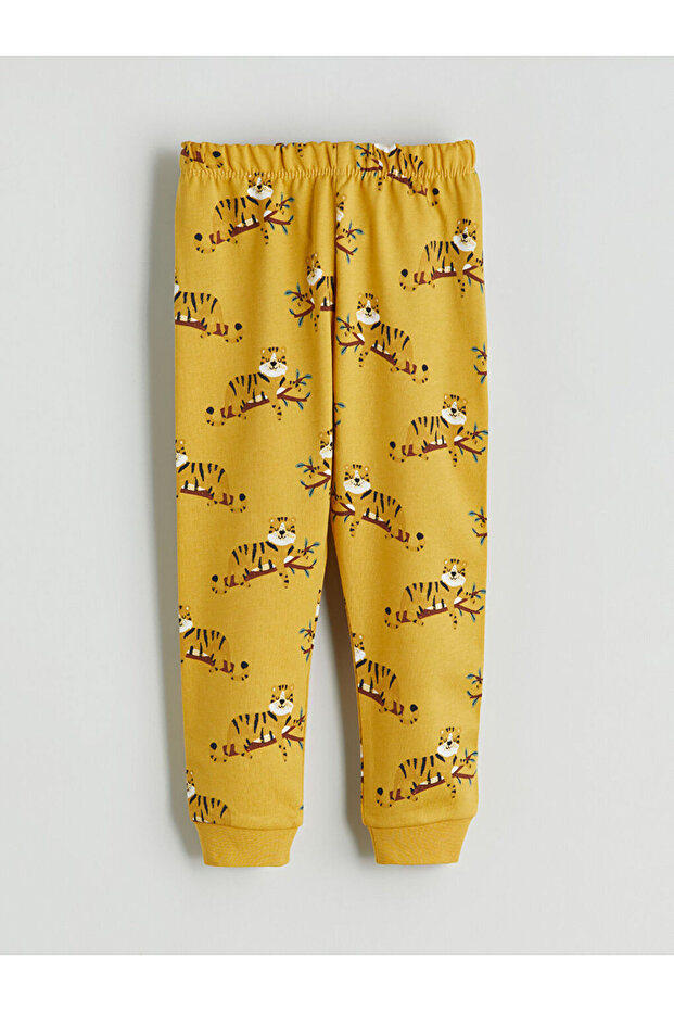 Sari Bisiklet Yaka Baskılı Erkek Bebek Pijama Takımı - 5