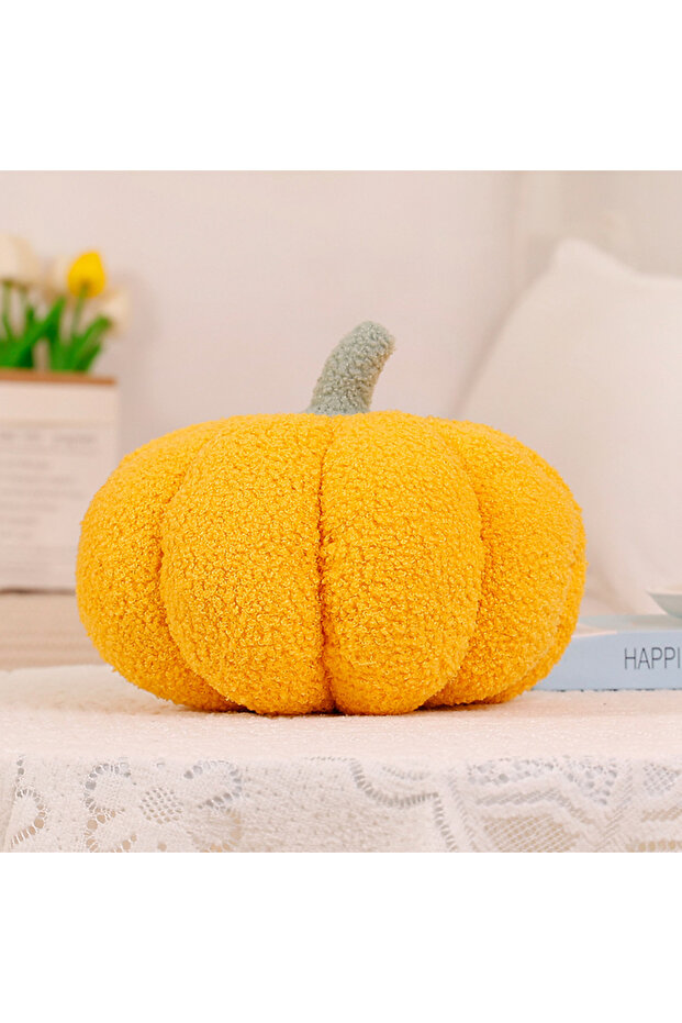 28cm Yellow Thanksgiving Pumpkin Pillow, 3D Pumpkin Shaped Pillow Plush Pillow Decorative Pumpkin Th