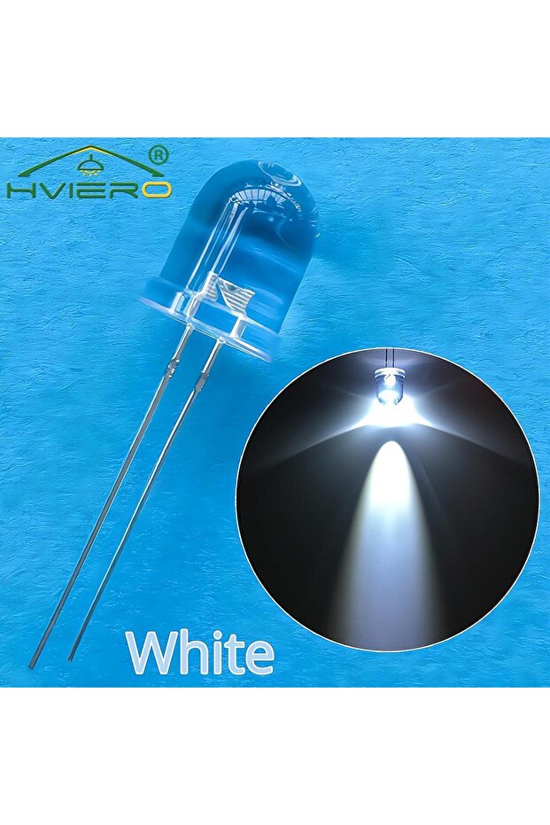 white 50Pcs 10mm Round Top Super Bright Lamp Beads Clear Emitting Diode LED White Red Green Blue Yel