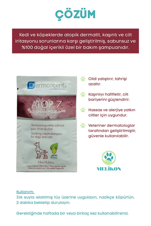 Atop 7 Şampuan 15 ml – Kedi & Köpek | Atopik Dermatit, ve İritasyon Bakımı - 2