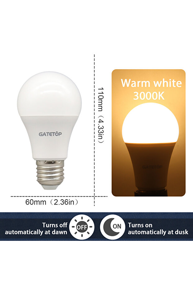 AC100-240V 10W E27 3000K 1 قطعة لمبة LED مزودة بمستشعر ضوء لمبة AC 220V 110V 10W E27 B22 من الغسق إلى الفجر