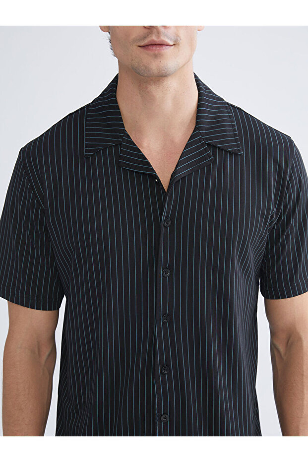 Siyah Standart Kalıp Erkek Şortlu Pijama Takımı - 3