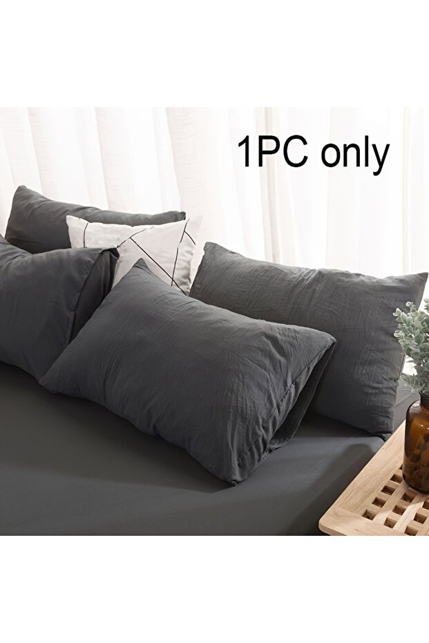 480*740 مم رمادي داكن 1 قطعة 100٪ قطن مفرش وسادة ناعم للغاية، إغلاق مغلف، 18.89x29.13 بوصة