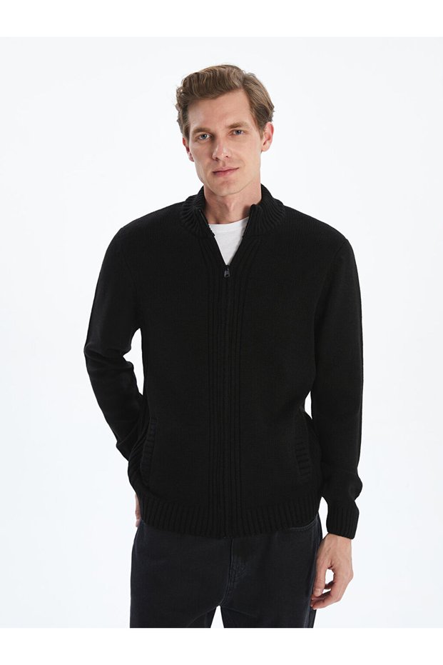 Good Quality Parts from Celebi Store |   Standard Mold Mock Neck Men's Knitwear Cardigan