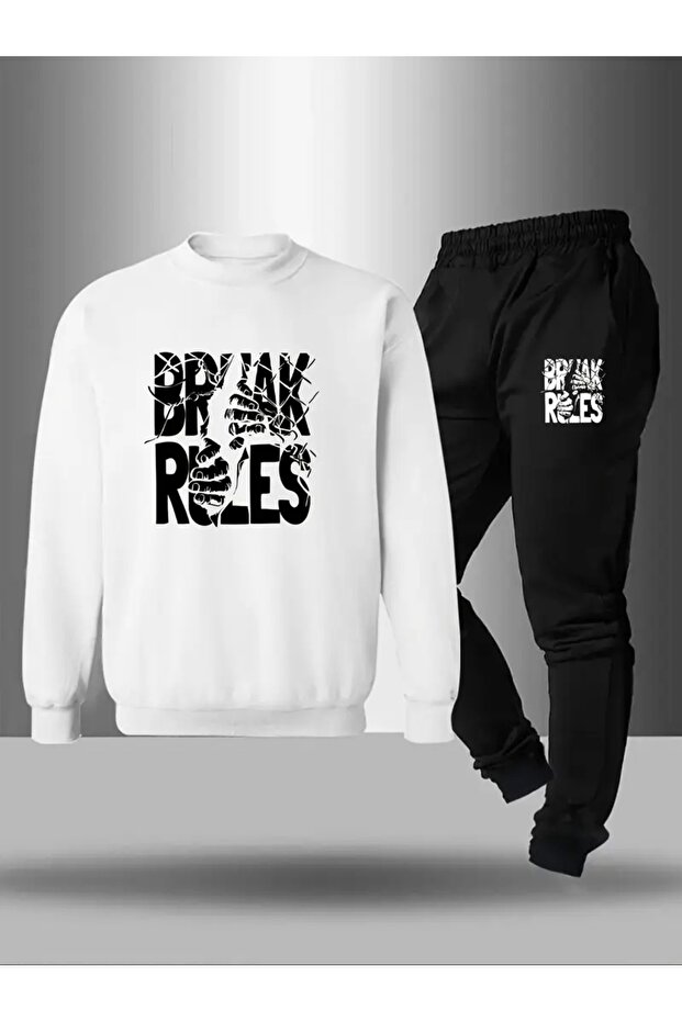 Children's Printed Crew Neck Sweatshirt and Sweatpants Set 3 Thread Raster for Autumn/Winter
