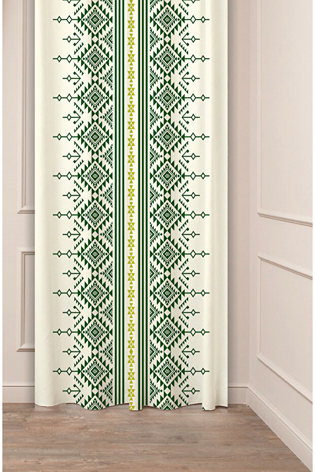 Authentic, Anatolian, Ethnic Patterned Special Design Digital Printed (Single Wing) Modern Stylish Background Curtain
