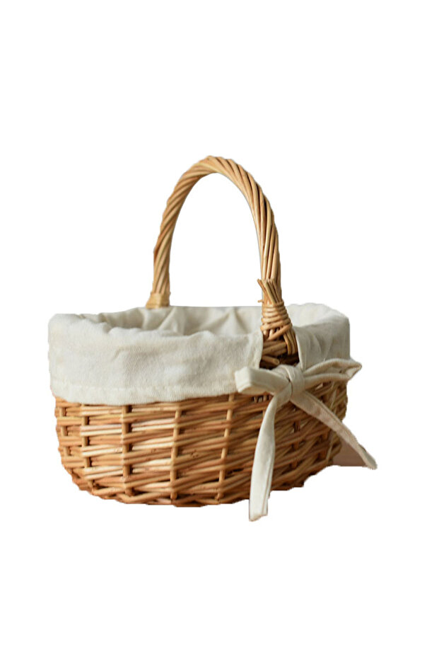 As shown Wood Handheld Baskets Mini Plus Cloth Lining Rattan Woven Weaving Bamboo Flower Basket Styl