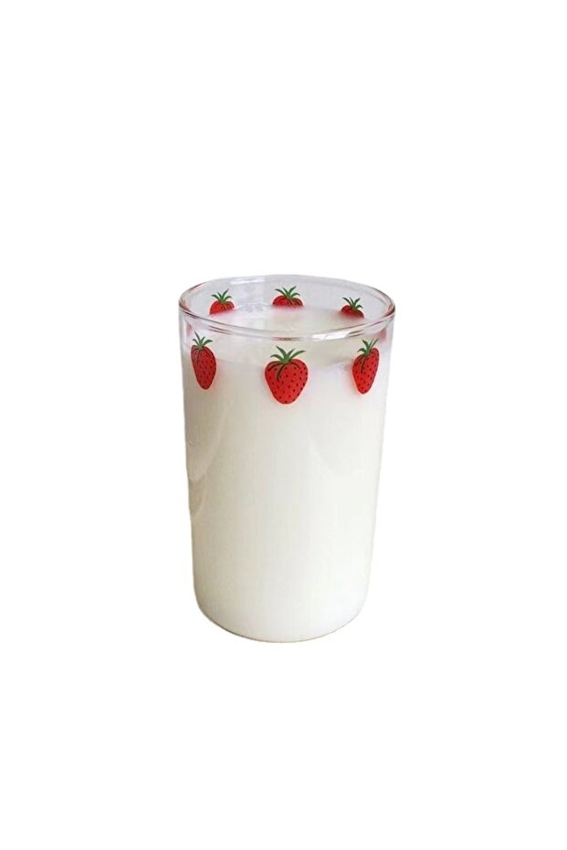 400ml Clear 400ml 1/2 Piece 16oz Juice Cup with Glass Straw Milk Coffee Cup Berry Pattern, Easy to