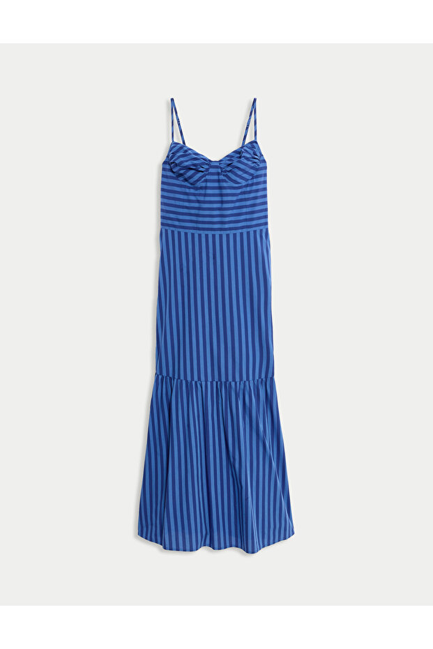 Çizgili Askılı Elbise - 5