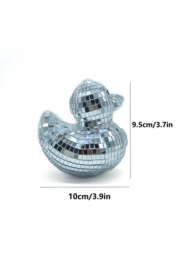 10x9.5cm silvery Home Disco Decoration Duck Disco Ball Duck Mirror Glass Decoration Creative Fun Cra