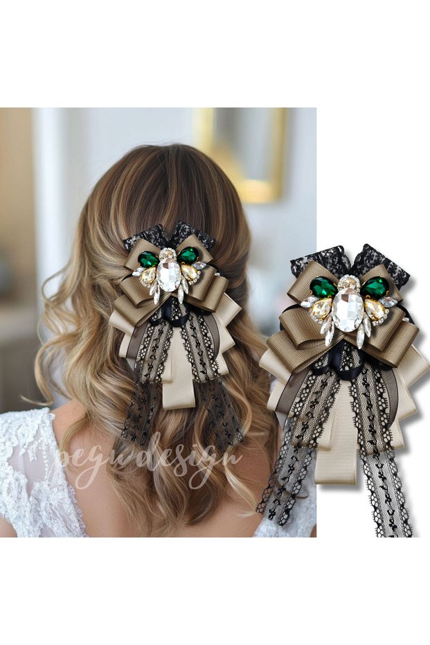 Green Shine Series Special Design Crystal Stone Hair Clip, School, Business, Office Accessory