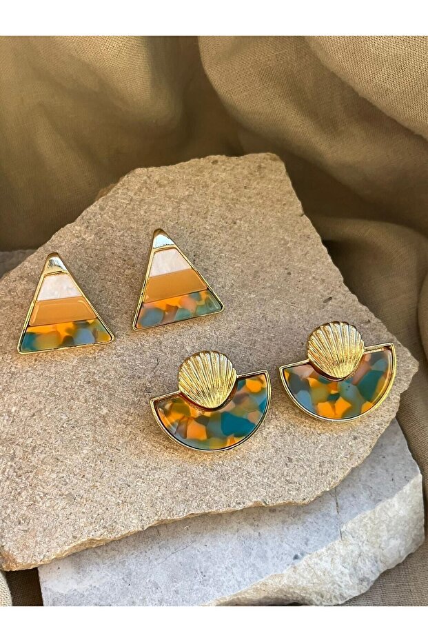 أقراط مثلثة منقوشة - 2