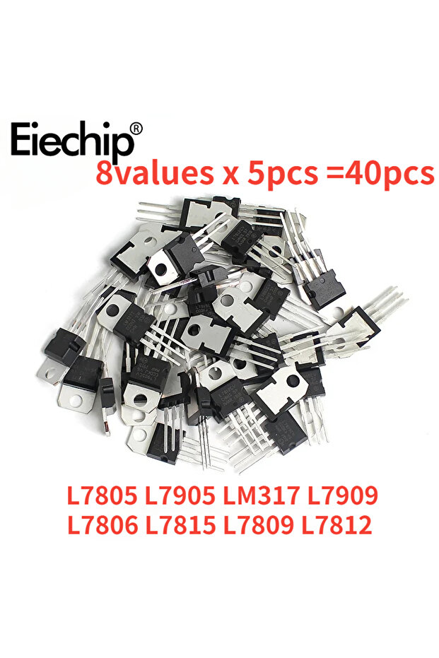 40PCS Mosfet Transistor Assortment Kit IC TO-220 L7805 L7806 L7809 L7812 L7815 L7905 L7909 LM317...