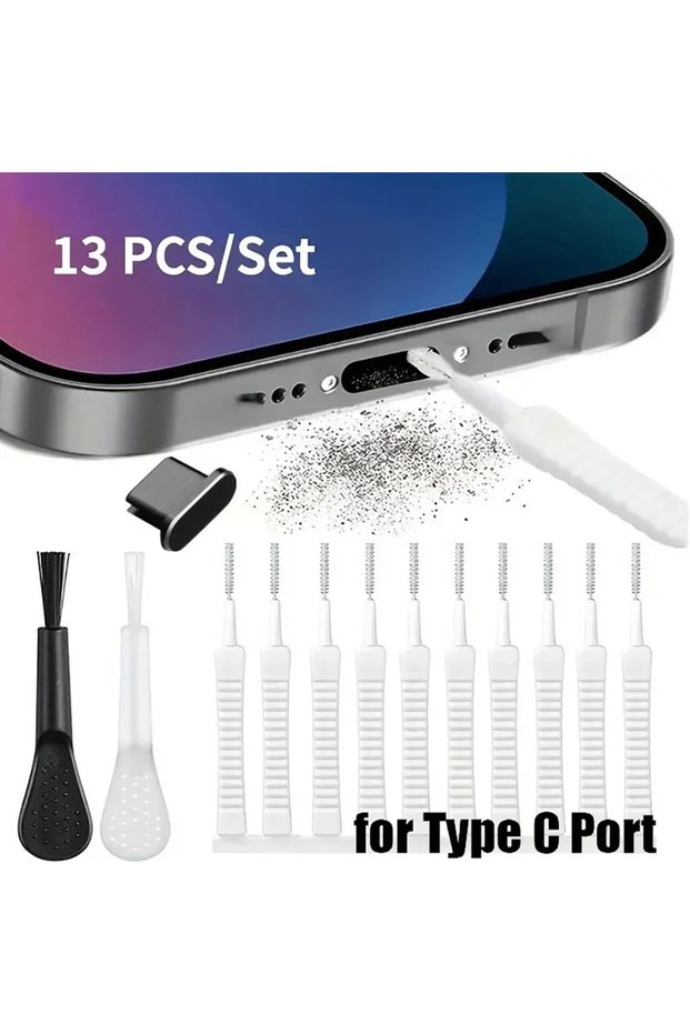 For Type C 13 in 1 USB C Charging Port Universal Mini Cleaning Brush Metal Dust Plug Removal Cleaner
