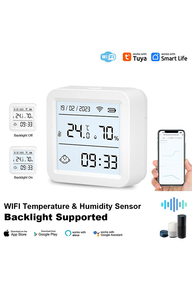 TH06 WiFi Tuya Smart WIFI مستشعر درجة الحرارة والرطوبة مقياس الرطوبة ومقياس الحرارة مع شاشة LCD - 1