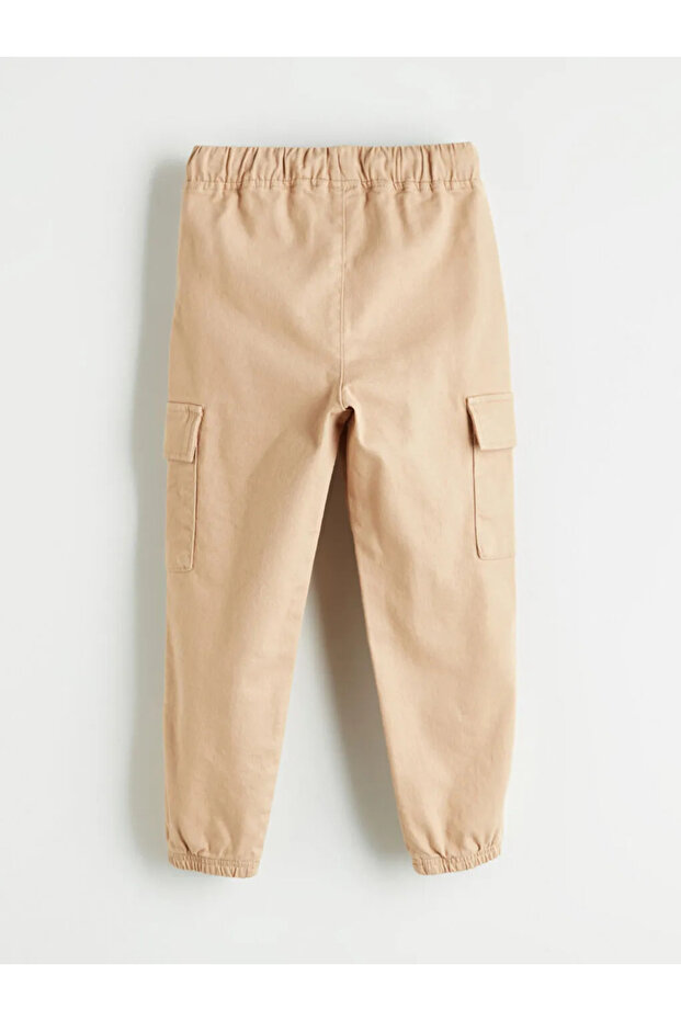 LCW ECOBej Beli Lastikli Kız Çocuk Kargo Jogger Pantolon - 3