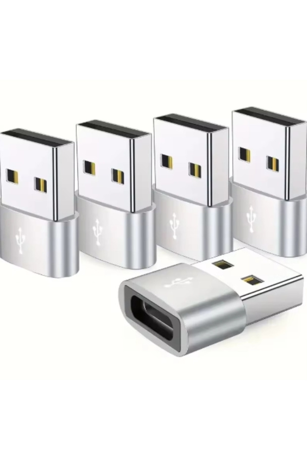 5 قطع فضية 5 قطع OTG USB إلى USB C محولات متينة معدنية متوافقة عالميًا بما في ذلك