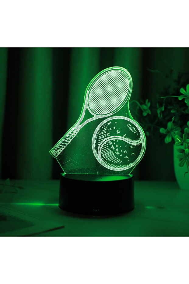 RGB black Novelty Tennis 3D Night Light, Creative Desktop Room Bedroom Decoration Atmosphere Light,