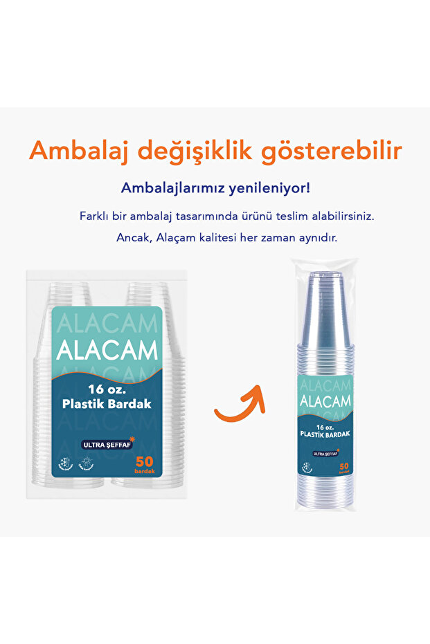 [50 Adet] Yudum Kapaklı Plastik Bardak-Limonata, Meyve Suyu, Parti Bardağı (16 OZ - 470 ML) - 6