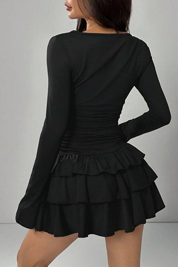 Спідниця з багатошаровими воланами, міні-сукня - 5