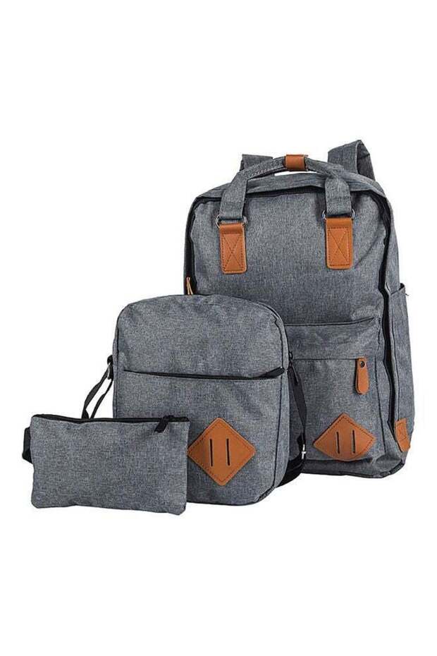 حقيبة ظهر متعددة الوظائف عامة 3 قطع رمادية - 1