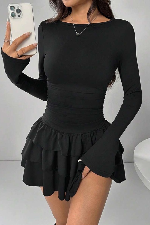 Спідниця з багатошаровими воланами, міні-сукня - 3