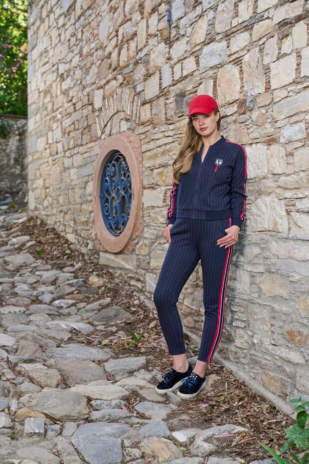 Line Patterned Sports Tracksuit Set Cossybyaqua 26013-40