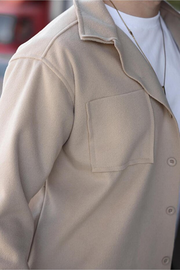 Bej Cepli Basic Erkek Polar Gömlek E6764 - 3