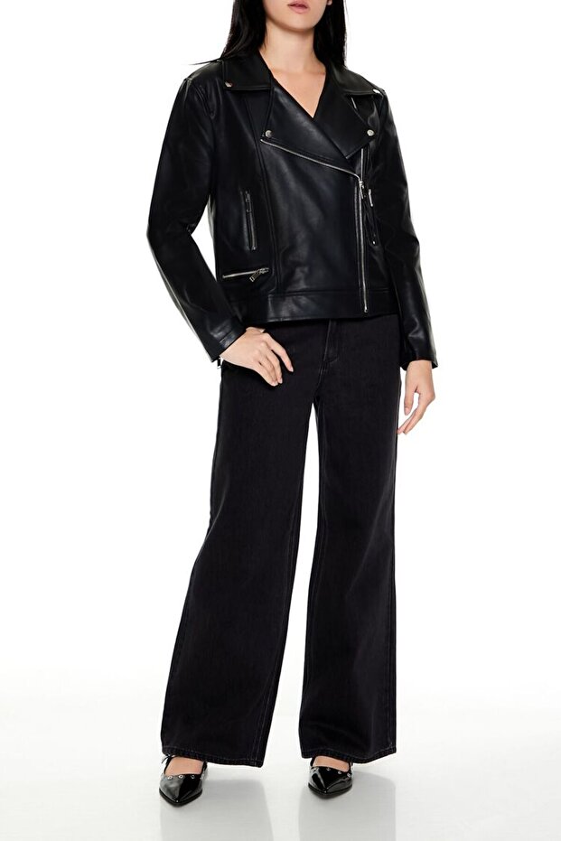 Suni Deri Biker Ceket - 2