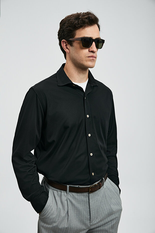 Carl Erkek Basic Gömlek Regular Fit Siyah - 1