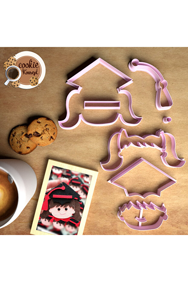 School & Teacher's Day Mold Set Student Girl # 3 – Cookie, Dough, and Clay Compatible