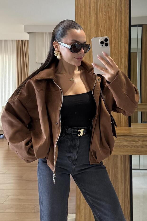 Sobjer Taba Süet Viral Marka Model Ceket - 3