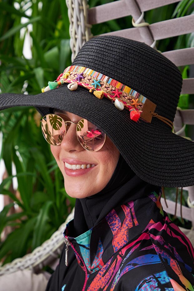 RENKLİ ŞERİT AKSESUARLI ŞAPKA - 2