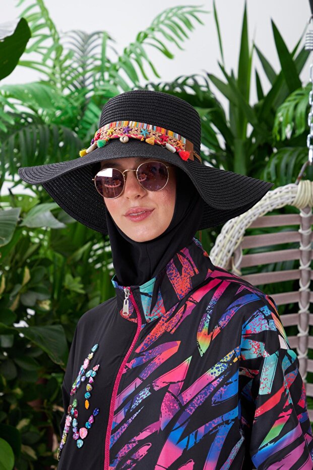 RENKLİ ŞERİT AKSESUARLI ŞAPKA - 4