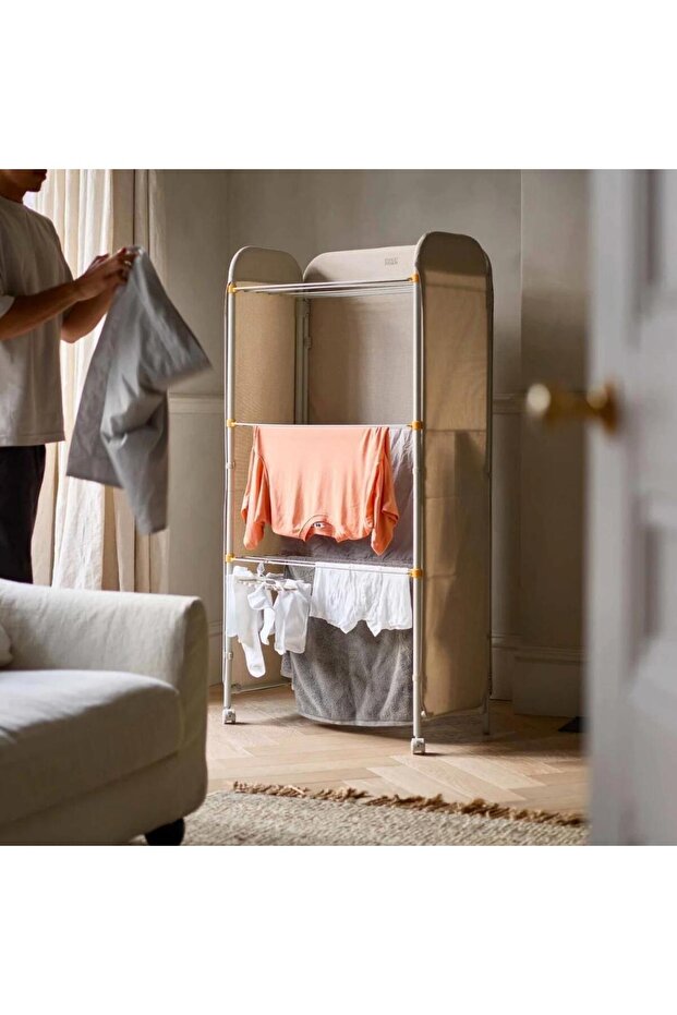 Eclipse 3 Katlı Çamaşır Kurutma Askısı-Ekru - 5