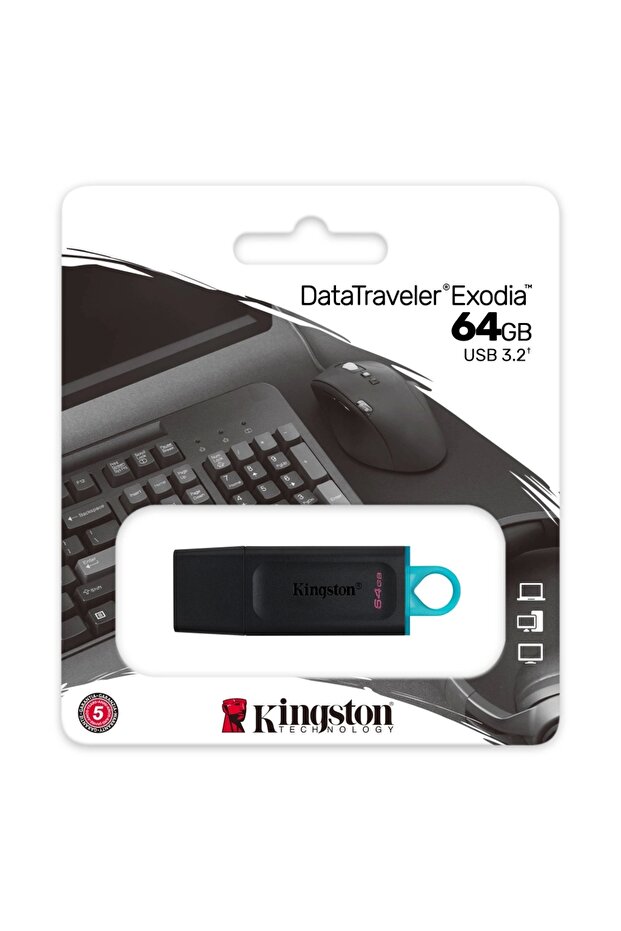 Kingston Dtx/64Gb USB 3.2 Data Traveler Exodia Gen 1 Flash Disk (Black - Turquoise)